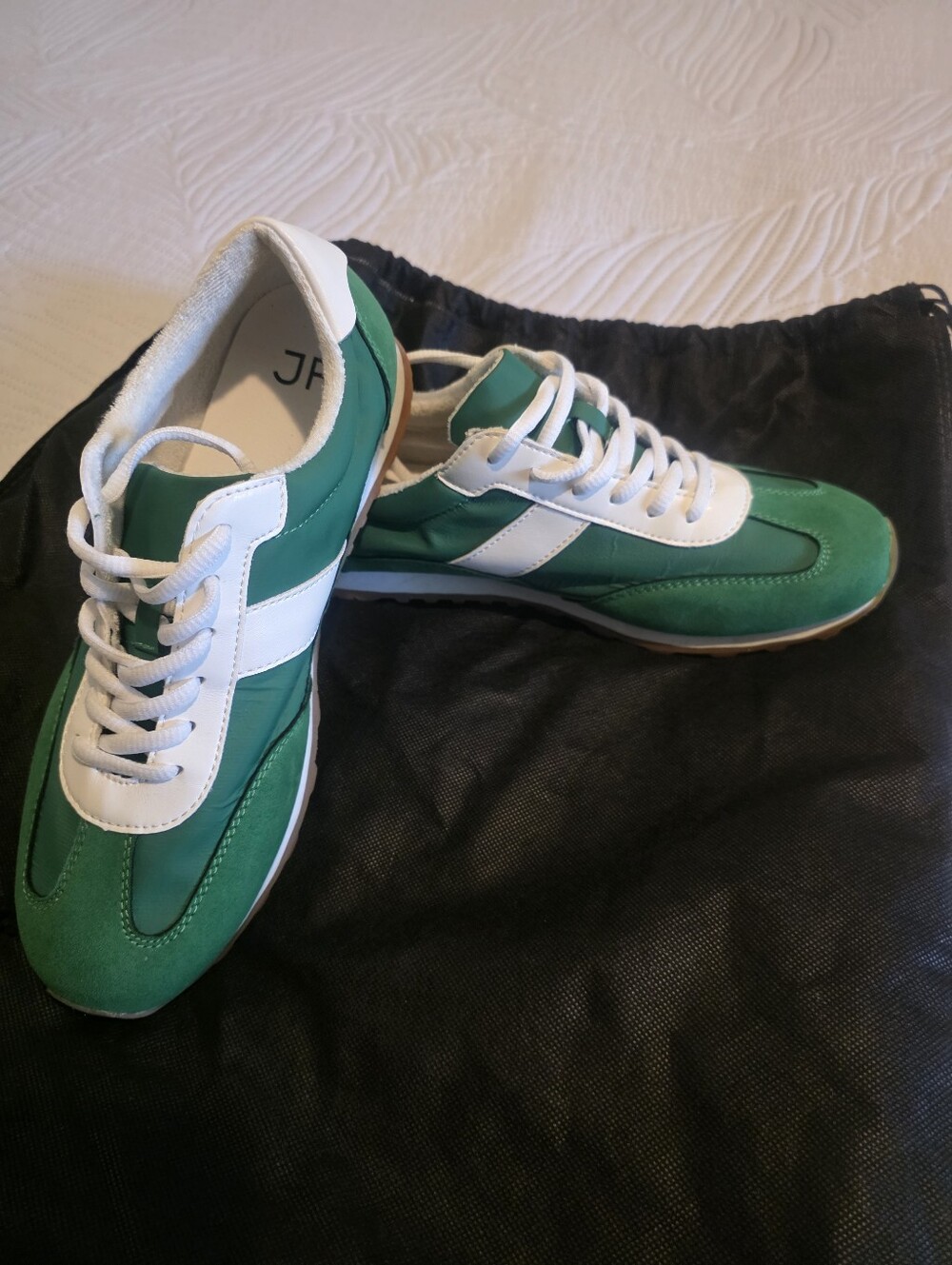 Women's Green Faux Suede and White Casual Sneakers - Brand: JustFab